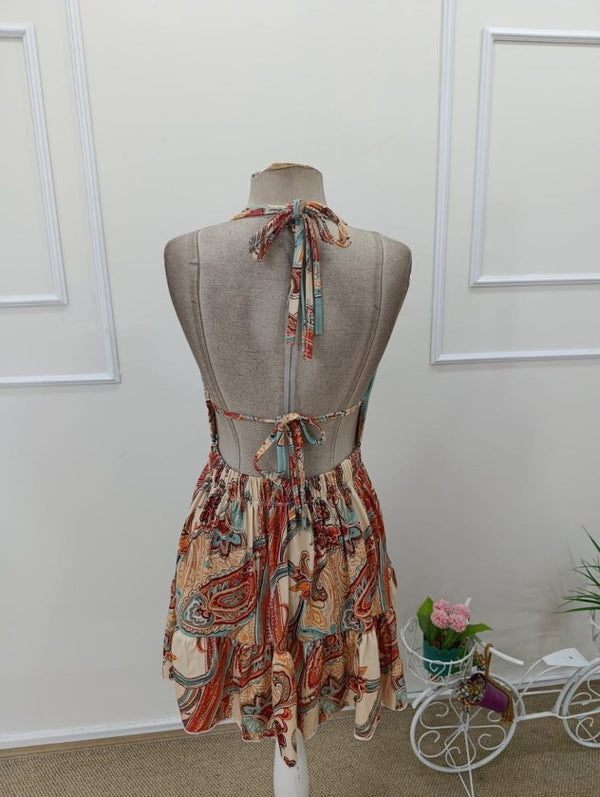 Rochie scurtă Supreme pentru femei, cu decolteu adânc în V, bretele, detaliu la spate și șireturi, model 32443
