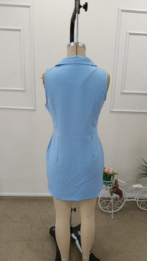Rochie scurtă din satin pentru femei, cu guler, bretele și nasturi în față, 32549