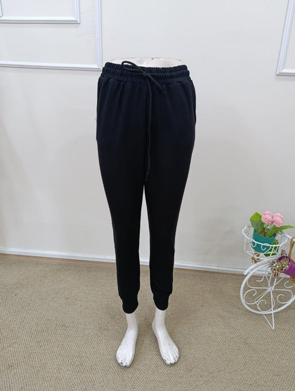 Pantaloni de trening cu talie înaltă din viscoză, cu două fire, cu dungi laterale, pentru femei, 32580