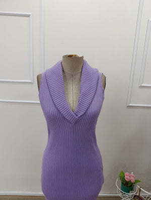 Rochie scurtă tricotată pentru femei, cu umeri goi și decolteu răsucit, 34546