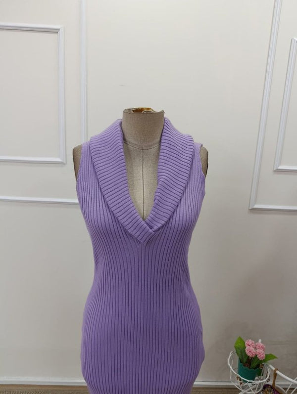 Rochie scurtă tricotată pentru femei, cu umeri goi și decolteu răsucit, 34546