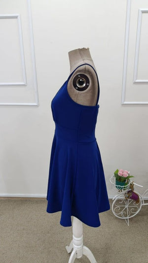 Rochie scurtă din crep importat, cu decolteu înfășurat și bretele, pentru femei, 34481
