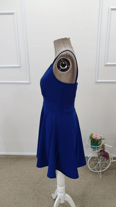 Rochie scurtă din crep importat, cu decolteu înfășurat și bretele, pentru femei, 34481
