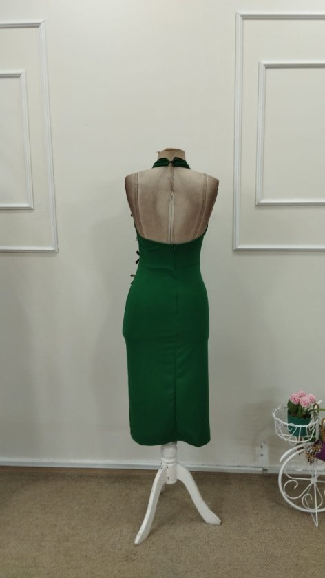 Rochie midi din crep cu un singur umăr pentru femei, cu papion în față și crăpătură, 32763