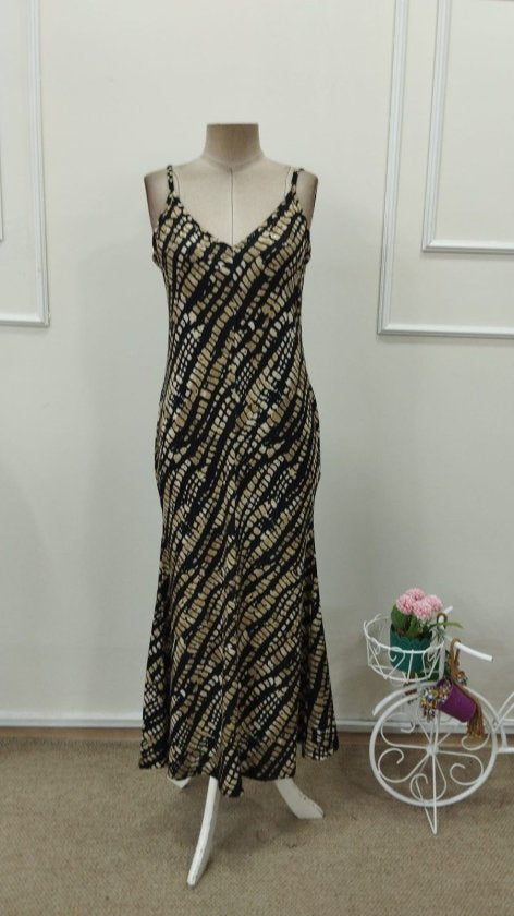 Rochie lungă Supreme pentru femei, cu bretele, decolteu în V și imprimeu, 32774