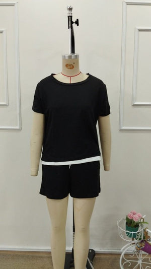 Kadın Kısa Kollu Bisiklet Yaka Viskon Iki Iplik Bluz Ve Short Ikili Takım, 32776