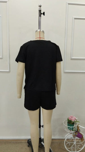 Kadın Kısa Kollu Bisiklet Yaka Viskon Iki Iplik Bluz Ve Short Ikili Takım, 32776