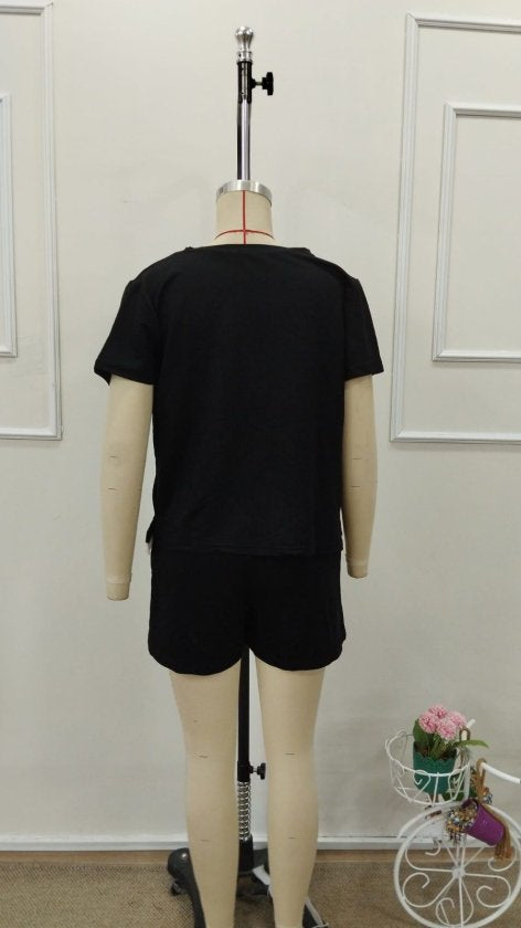 Kadın Kısa Kollu Bisiklet Yaka Viskon Iki Iplik Bluz Ve Short Ikili Takım, 32776