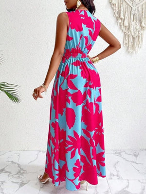 Rochie lungă Supreme pentru femei, cu model floral și guler înfășurat, cu bretele, 32860