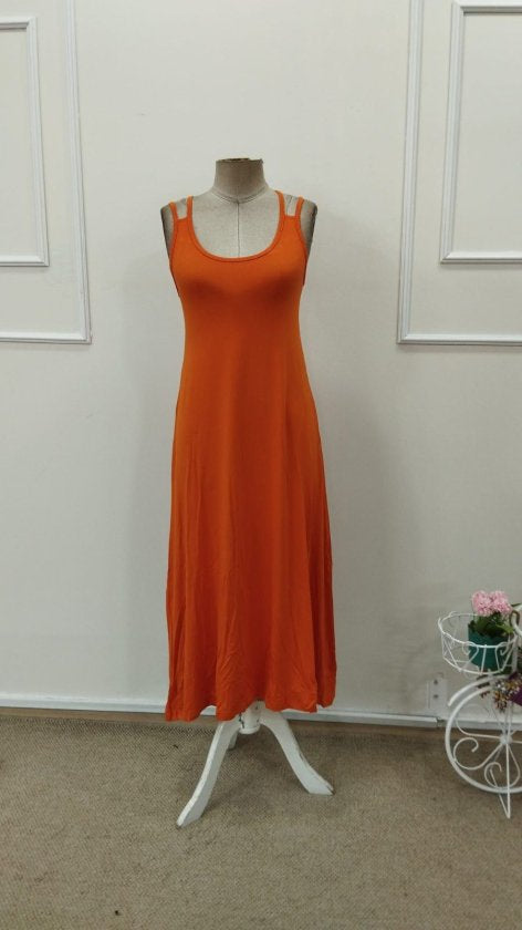 Kadın Askılı Yuvarlak Yakalı Kiloş Uzun Viskon Elbise, 32877