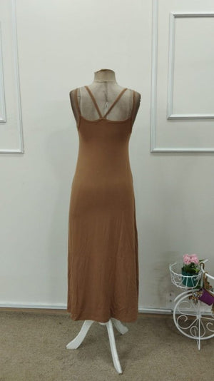 Rochie lungă din viscoză, evazată, cu guler rotund și bretele, pentru femei, 32880