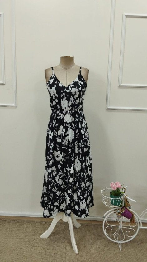 Rochie midi Supreme pentru femei, cu model, decolteu înfășurat, talie elastică, crăpătură în față, 32881