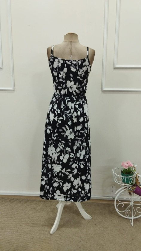 Rochie midi Supreme pentru femei, cu model, decolteu înfășurat, talie elastică, crăpătură în față, 32881