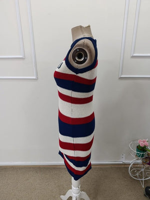 Rochie scurtă tricotată multicoloră pentru femei, cu umeri goi, 32944