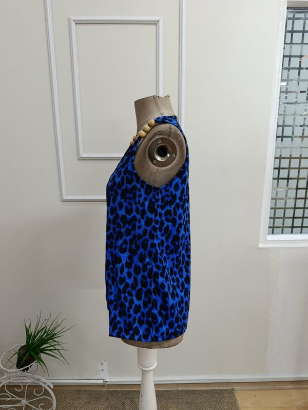 Bluză Supreme pentru femei, cu decolteu în V, bretele, imprimeu leopard și mărgele, 33021