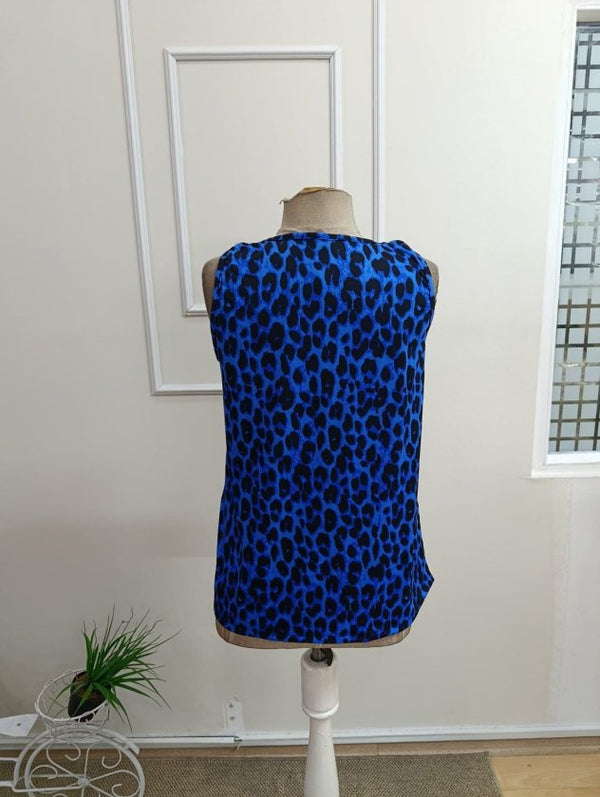 Bluză Supreme pentru femei, cu decolteu în V, bretele, imprimeu leopard și mărgele, 33021