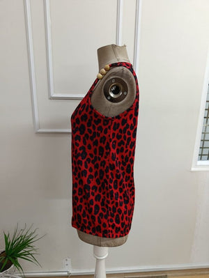 Kadın Askılı V Yakalı Boncuk Detaylı Leopar Desenli Süprem Bluz, 33022