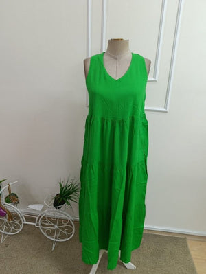 Rochie lungă din viscoză țesută, cu decolteu în V și bretele pentru femei, 33044