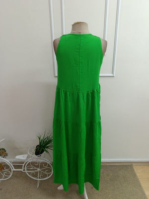 Rochie lungă din viscoză țesută, cu decolteu în V și bretele pentru femei, 33044