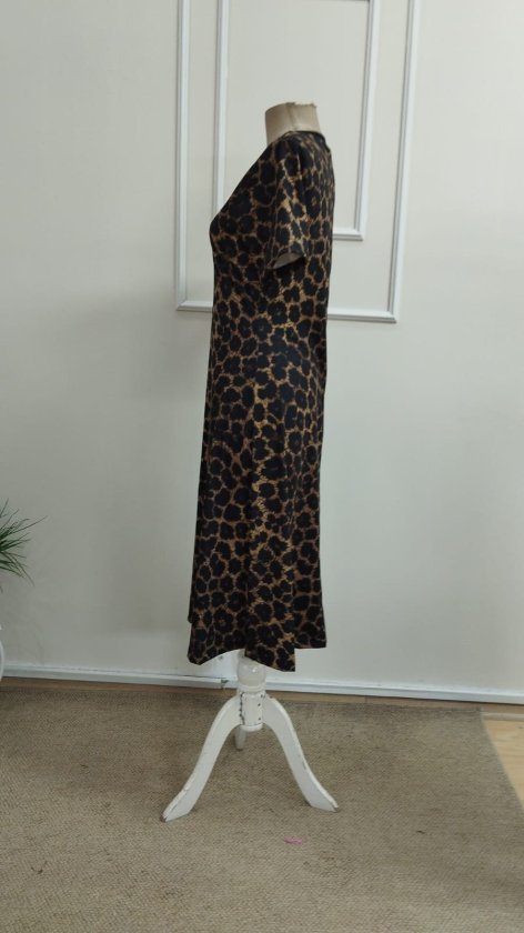 Rochie scurtă Supreme pentru femei, cu mânecă scurtă, decolteu în V și imprimeu leopard, 33177