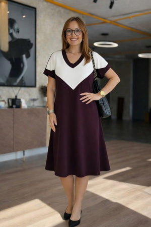 Rochie scurtă din modal pentru femei, cu mânecă scurtă și decolteu în V, 33311