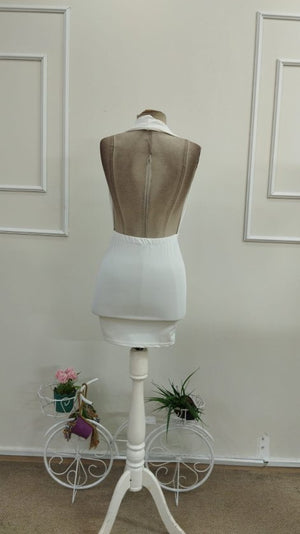 Costum de scafandru scurt, cu decolteu halter, plisat, spate descuiat, pentru femei, 33400