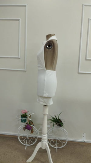 Costum de scafandru scurt, cu decolteu halter, plisat, spate descuiat, pentru femei, 33400