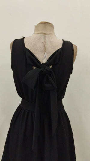 Kadın Askılı Kruvaze Yakalı Arkası Fiyonk Detaylı Kısa Janjan Krep Elbise, 33490
