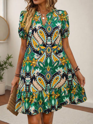 Rochie scurtă Supreme pentru femei, cu mânecă scurtă, decolteu în V și model, 33471
