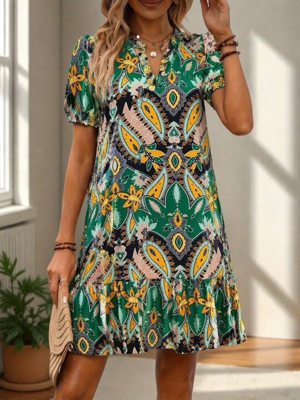 Rochie scurtă Supreme pentru femei, cu mânecă scurtă, decolteu în V și model, 33471