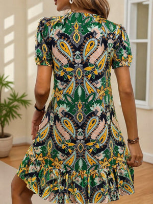 Rochie scurtă Supreme pentru femei, cu mânecă scurtă, decolteu în V și model, 33471