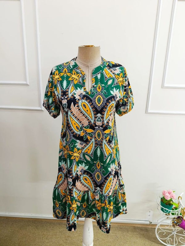 Rochie scurtă Supreme pentru femei, cu mânecă scurtă, decolteu în V și model, 33471