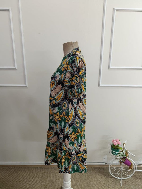 Rochie scurtă Supreme pentru femei, cu mânecă scurtă, decolteu în V și model, 33471