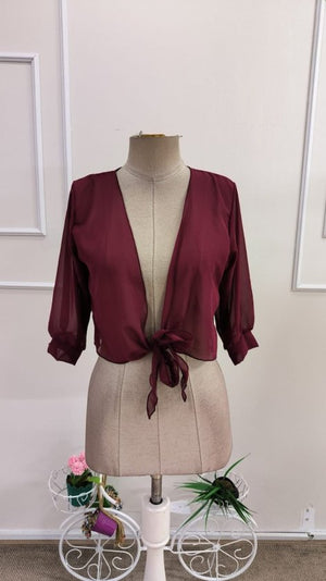 Kadın Fakir Kollu önden Bağlamalı Kısa şifon Bolero Ceket, 33506