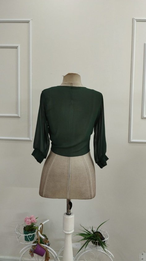 Kadın Fakir Kollu önden Bağlamalı Kısa şifon Bolero Ceket, 33507