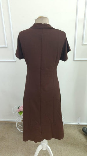 Rochie midi cu mânecă scurtă din viscoză, cu două fire, cu fermoar la gât și tiv, 33964