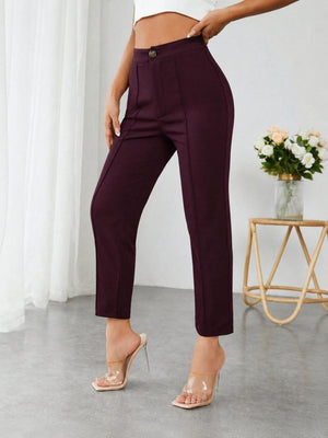 Pantaloni de scufundări cu talie înaltă pentru femei, cu detalii de buzunare, 34129