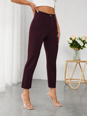 Pantaloni de scufundări cu talie înaltă pentru femei, cu detalii de buzunare, 34129