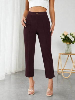 Pantaloni de scufundări cu talie înaltă pentru femei, cu detalii de buzunare, 34129