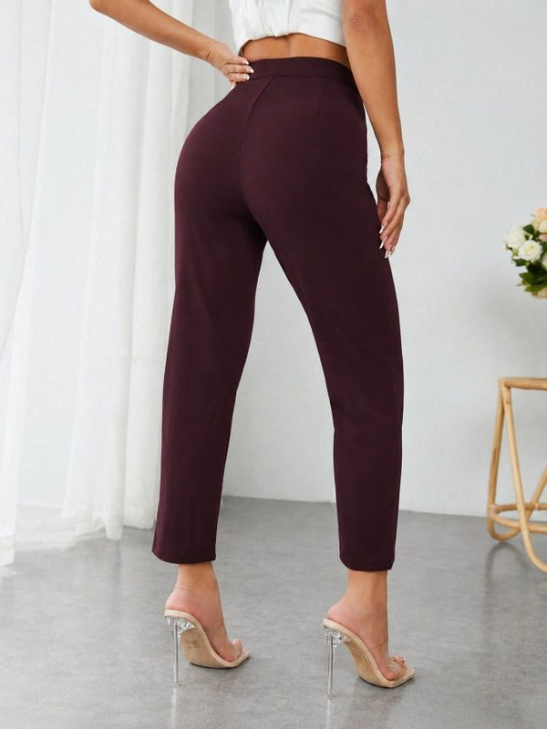 Pantaloni de scufundări cu talie înaltă pentru femei, cu detalii de buzunare, 34129