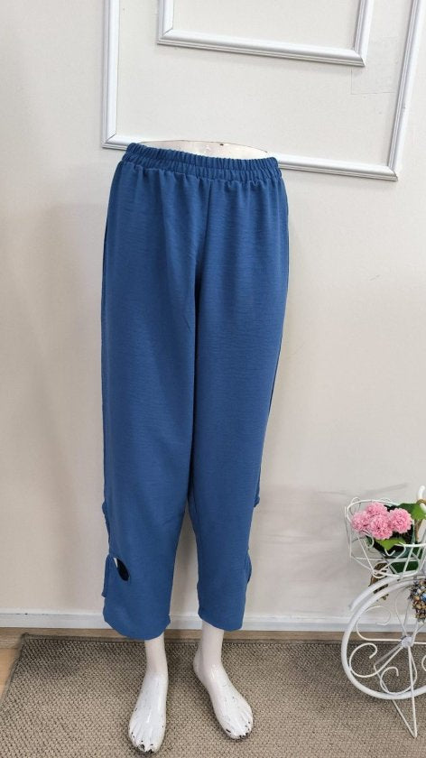 Kadın Yüksel Beli Lastikli Yan Detayı çiçek Desenli Pantolon, 34169