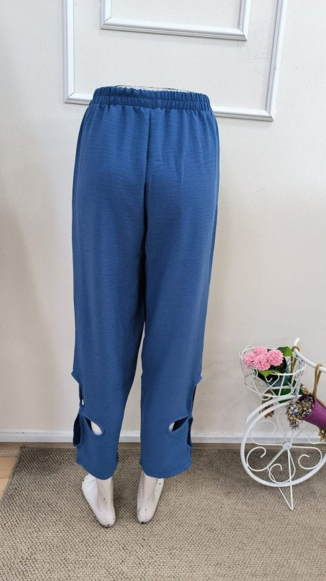 Kadın Yüksel Beli Lastikli Yan Detayı çiçek Desenli Pantolon, 34169