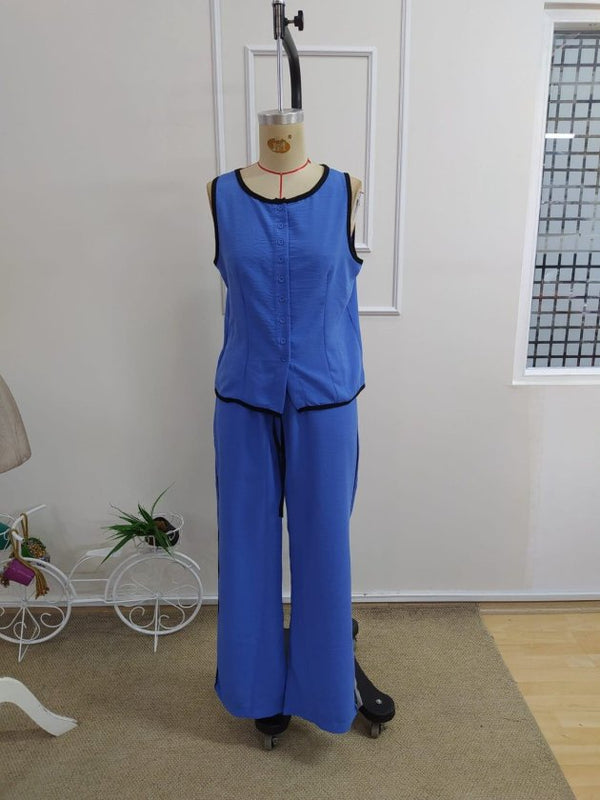 Kadın Kolsuz önü Düğmeli Yelek Ve Pantolon Ikili Takım , 34195