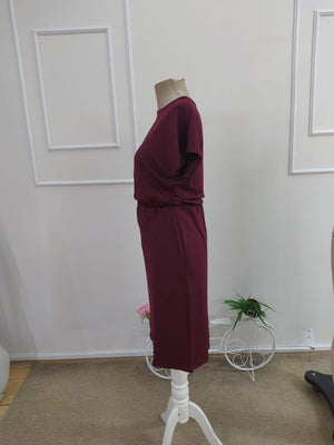 Rochie scurtă din viscoză cu două fire, cu mânecă scurtă și guler rotund pentru femei, 34212