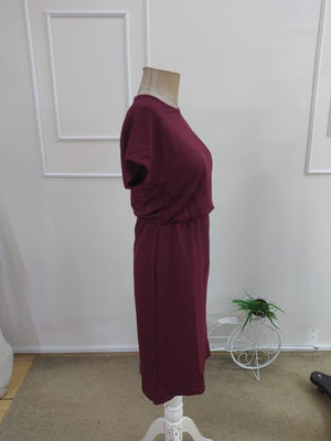 Rochie scurtă din viscoză cu două fire, cu mânecă scurtă și guler rotund pentru femei, 34212