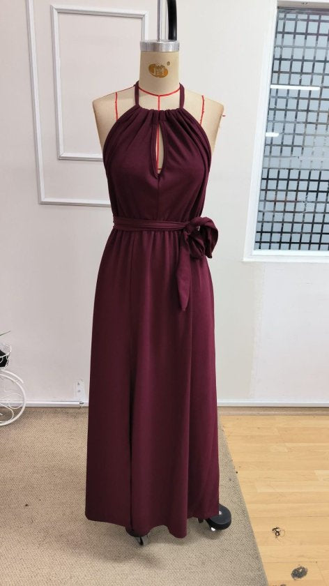 Rochie lungă din crep pentru femei, cu umeri goi și crăpături la spate, 34238