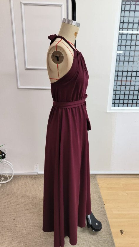 Rochie lungă din crep pentru femei, cu umeri goi și crăpături la spate, 34238