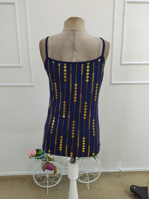 Bluză de damă din viscoză cu model, guler rotund și bretele, 34242