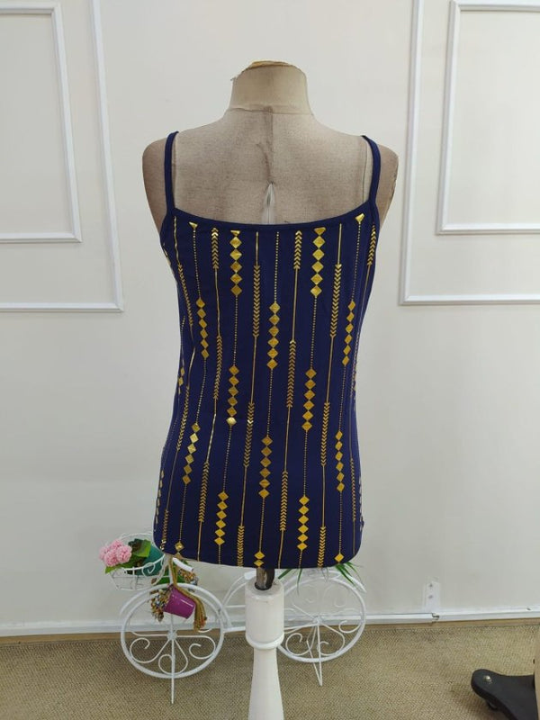 Bluză de damă din viscoză cu model, guler rotund și bretele, 34242