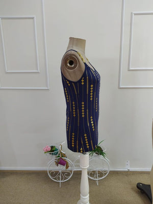 Bluză de damă din viscoză cu model, guler rotund și bretele, 34242